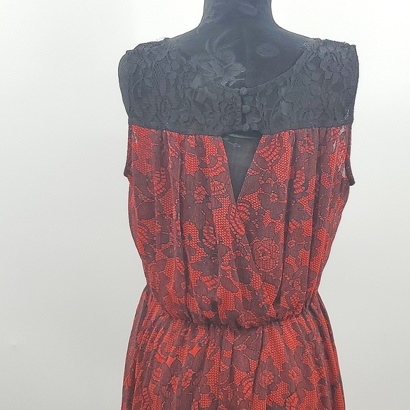 City Chic Red Black Embroidered Chiffon Dress XS - Picture 13 of 16